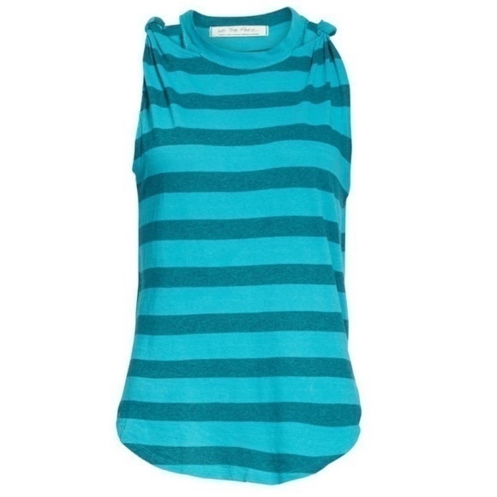 Free People Striped Sleeveless Top in Teal and Blue